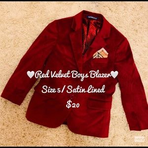 🤩GIOBEETI BOYS RED VELVET BLAZER SIZE 5🤩